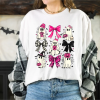 custom halloween gosths with pumpkins black and pink coquette white t-shirt