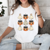 custom halloween pumpkin coquette black and gosths white t-shirt