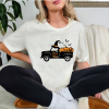 custom halloween trick of treat old truck white t-shirt new