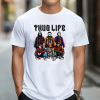 Custom White T-Shirt Black Thug Life Michael Myers, It, Freddy, Chucky,GosthFace, Jason Front