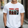 Custom White T- Shirt Red Black Thug Life Michael Myers, Jason, It, Freddy Horizontal Front