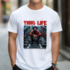 Custom White T-Shirt Red Thug life Freddy Front