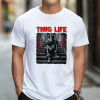 Custom White T-Shirt Red Thug life It Front