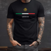 Diseño De Playera Negra Personalizada México Escudo Con Linea Verde Blanco y Rojo Para Hombre Front