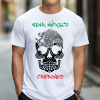 Playera Blanca Personalizada Calavera Negra Viva México Cabrones Para Hombre Frente