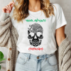 Playera Blanca Personalizada Calavera Negra Viva México Cabrones Para Mujer Frente