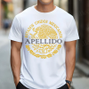 Playera Blanca Personalizada Escudo Mexicano Dorado con Apellido en Negro Para Hombre Frente