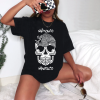 Playera Negra Personalizada Calavera Blanca Mexico Magico Para Mujer Frente