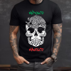 Playera Negra Personalizada Calavera Blanca Tricolor Mexico Magico Para Hombre Frente