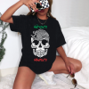 Playera Negra Personalizada Calavera Blanca Tricolor Mexico Magico Para Mujer Frente