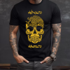 Playera Negra Personalizada Calavera Dorada Mexico Magico Para Hombre Frente