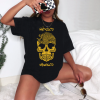 Playera Negra Personalizada Calavera Dorada Mexico Magico Para Mujer Frente