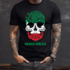 Playera Negra Personalizada Calavera Negra Mexico Magico Tricolor Para Hombre Frente