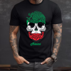 Playera Negra Personalizada Calavera Negra Mexico Tricolor Para Hombre Frente