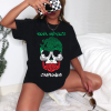 Playera Negra Personalizada Calavera Negra Viva México Cabrones Para Mujer Frente