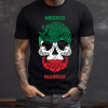 Playera Negra Personalizada Calavera Tricolor Mexico Magico Para Hombre Frente