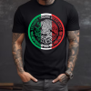 Playera Negra Personalizada Escudo Mexicano Circulo Para Hombre Frente