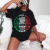 Playera Negra Personalizada Escudo Nacional Mexicano con Apellido Para Mujer Frente