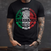 Playera Negra Personalizada Escudo Nacional Mexicano con Tu Estado Para Hombre Frente