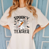 custom halloween spooky teacher gosth with pencil white t-shirt