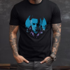 Custom Black T-Shirt Michael Myers BluePurple Front