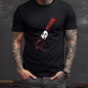 Custom Black T-Shirt Michael Myers KnifeBlood Front