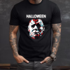 Custom Black T-Shirt Michael Myers REDBLUE Front