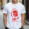 Custom White T-Shirt Halloween Michael Myers Red Front