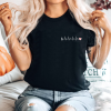 Black T-shirt for women vital signs heart with initial